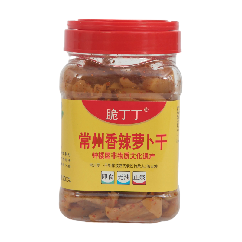 脆丁丁常州香辣萝卜干500g罐装特产即食下饭菜咸菜萝卜干