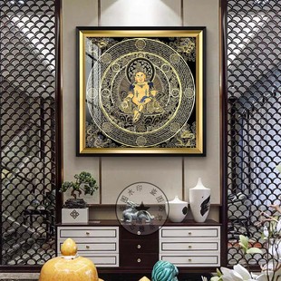 黄财神唐卡西藏热贡喷绘装饰画客厅玄关书房办公室招财镇宅挂画