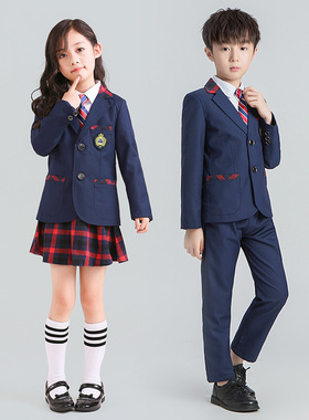 秋季新款小学生校服英伦学院风儿童西装幼儿园园服三件套定制loge