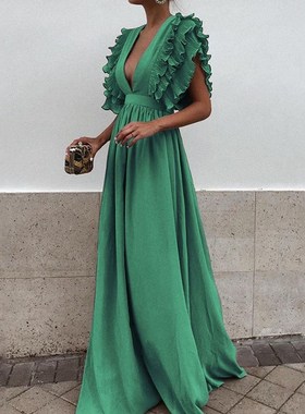 Plus Size Maxi Dress Womens  Party Gown Long Dresses礼服