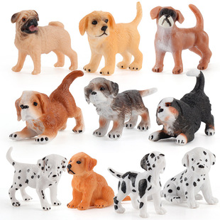 外贸仿真宠物狗幼犬模型金毛拳狮犬斑点狗沙皮手绘小狗摆件