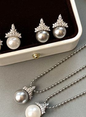 耳钉女王轻奢小众白珍珠链颈链