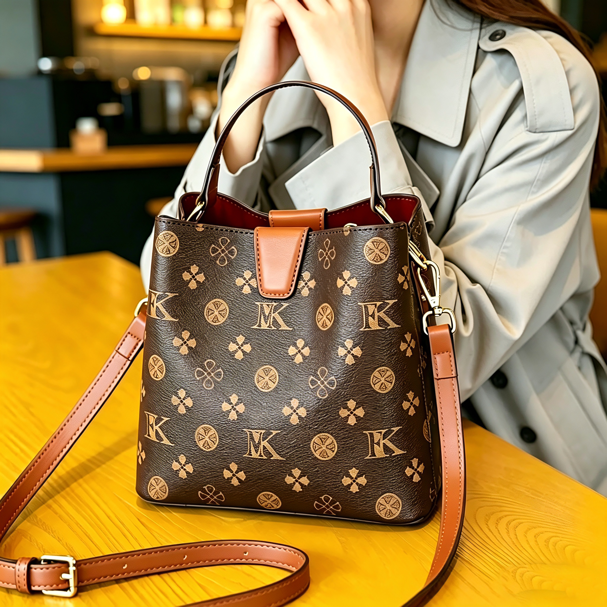 百搭小众水桶包女式2026新款包包通勤手提单肩包时尚女士斜挎包女