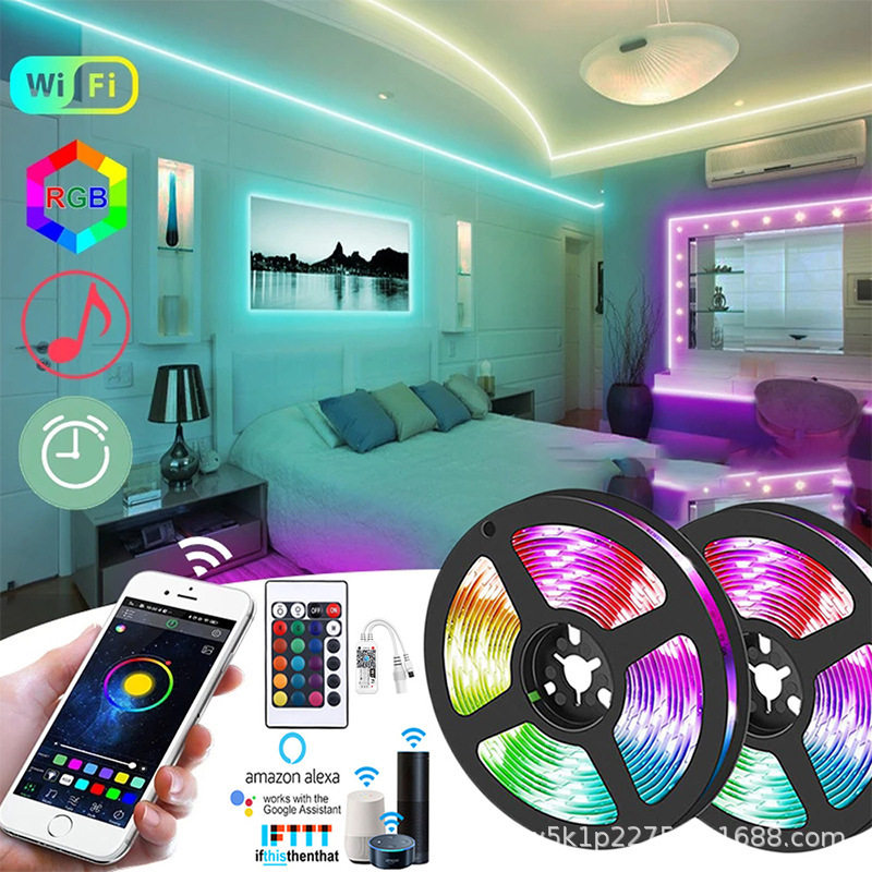 LED灯带12V低压24键WIFI控制APP智能语音2835/5050电视背景RGB灯
