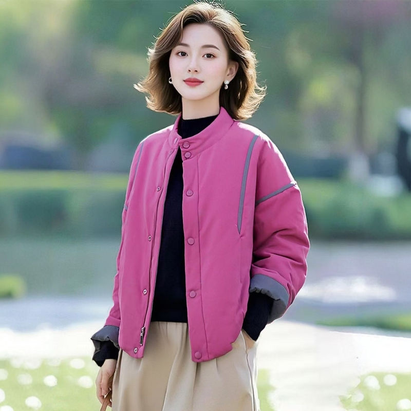 素雅订制女装原创品牌店2025年冬季新款时尚拼接棉服短外套棉衣女