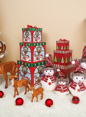 圣诞树下摆件套餐雪人麋鹿礼品盒圣诞场景组合节日布置用品装饰品
