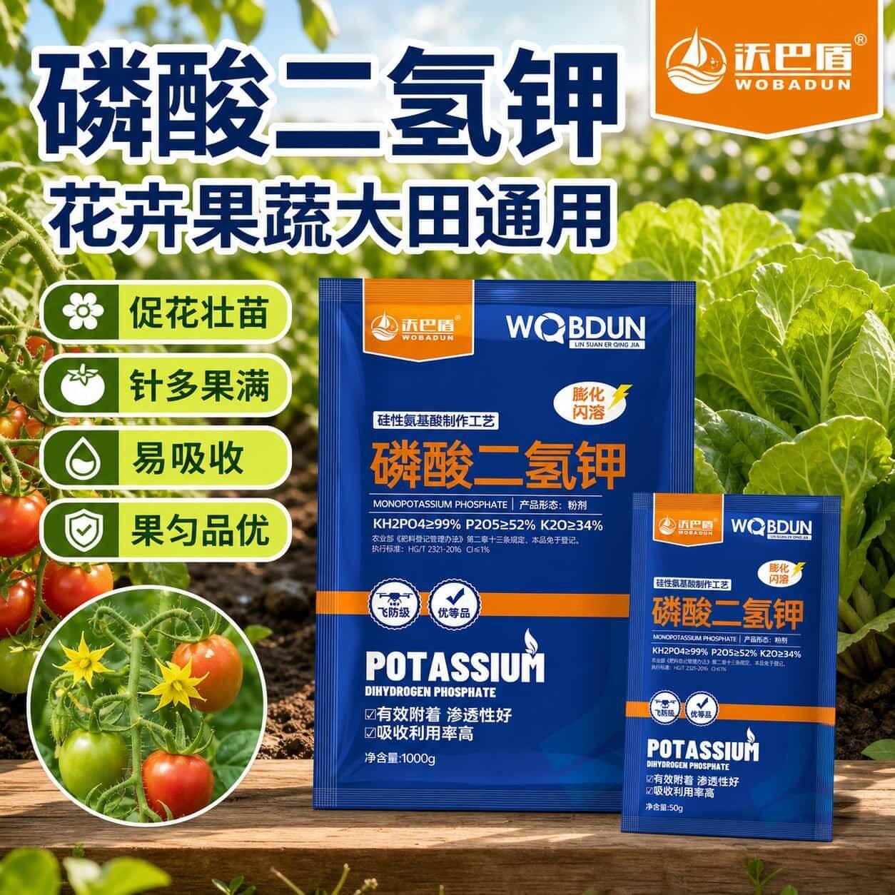 沃巴盾正品农用磷酸二氢钾速溶型农用叶面肥氮肥磷肥钾肥飞防肥料