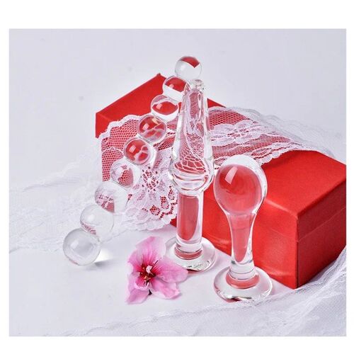 Pcs Crystal Clear Glass Dildo Anal Beads Plug G-spot