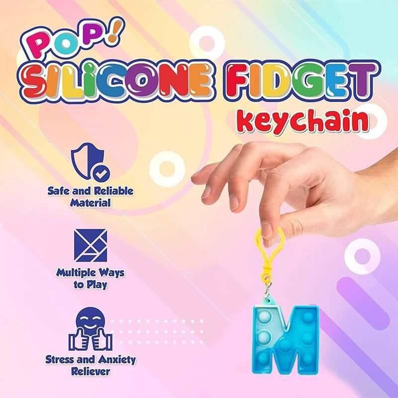 Mini pop it bubble Letter Keychain PopIt Fidget toy英文字母