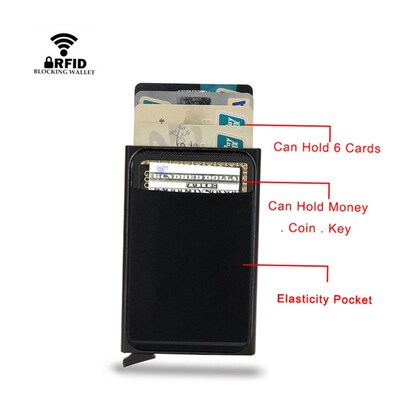 Rfid Smart Wallet Card Holder Metal Thin Slim Men Women Wall