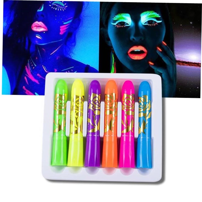 6pcs/set Halloween Glow In The Dark Face Black Light Paint U