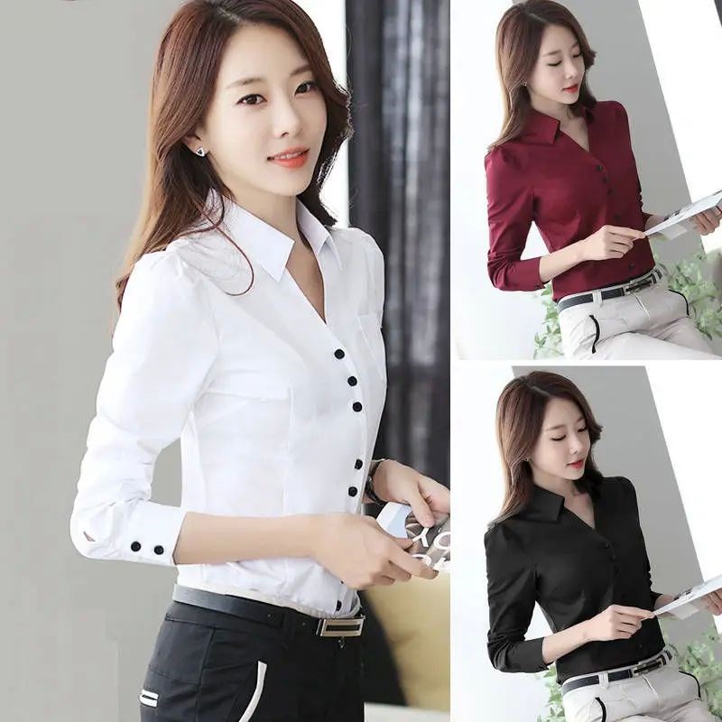 Women Blouse White Shirt Womens Long Sleeve Formal Wear