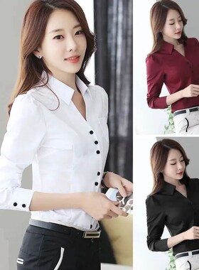 Women Blouse White Shirt Womens Long Sleeve Formal Wear