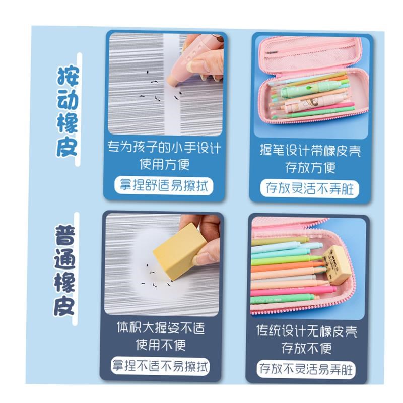 press eraser pupil stationary cute replaceable erasers pen