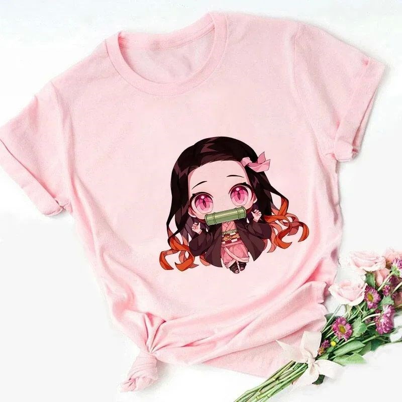 Nezuko Kamado Kimetsu No Yaiba Print Pink Kid Tshirts