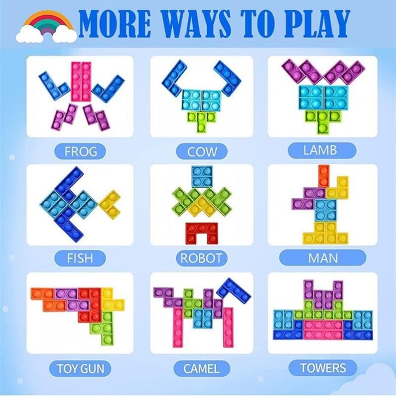 Tetris Puzzle Pop It Bubble Fidget toy blocks俄罗斯拼图积木