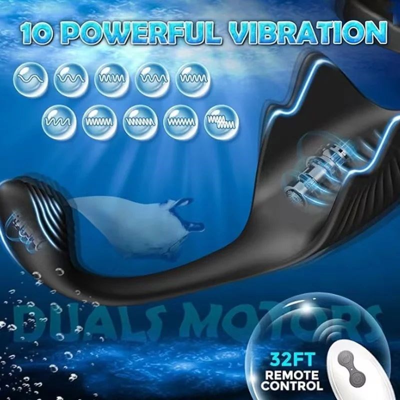 Cock Ring Vibrating Anal Butt Plug Vibrator Testicle