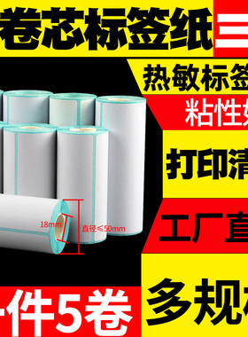 小卷芯便携式热敏标签纸100*100 80 60 70 50 90 40 30适用佳博M421条码标签机不干胶打印纸小管芯打码机贴纸