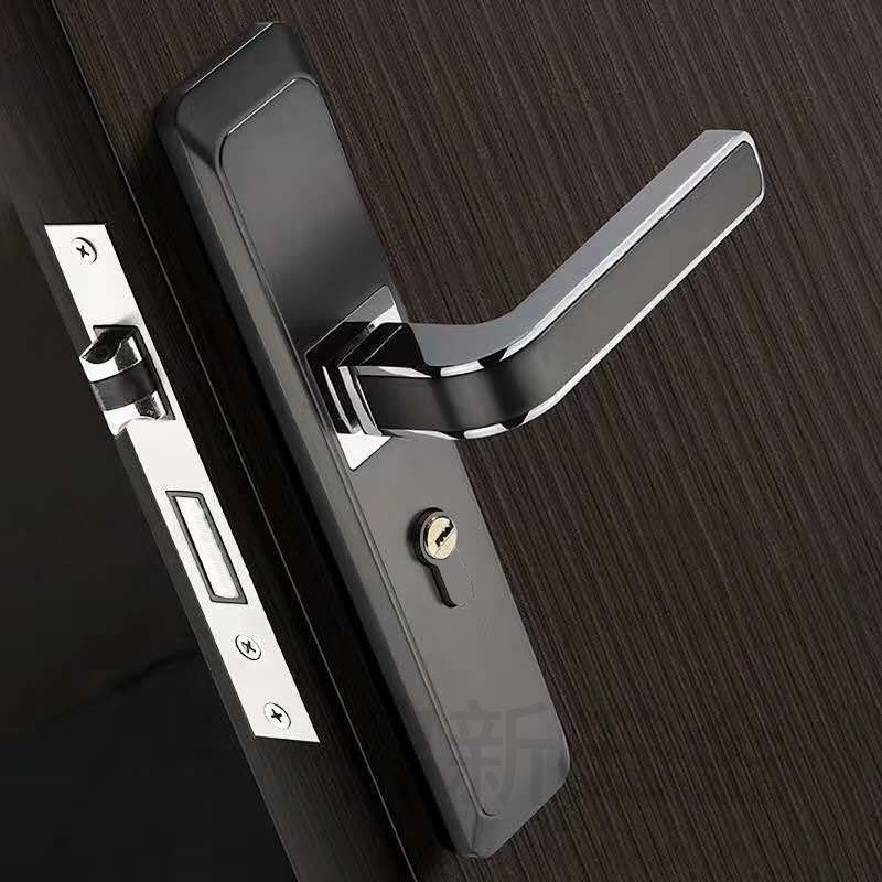 室内门锁套装卧室静音门锁钢实木门锁执手锁房门锁黑色简约型五金