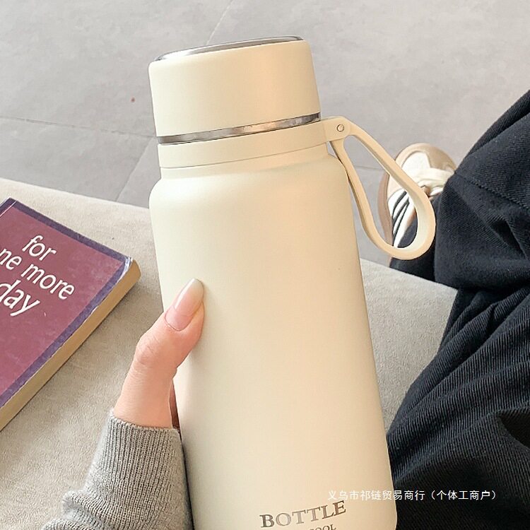 简约大容量保温水杯女2025新款带盖女士泡茶办公室不锈钢杯子男生