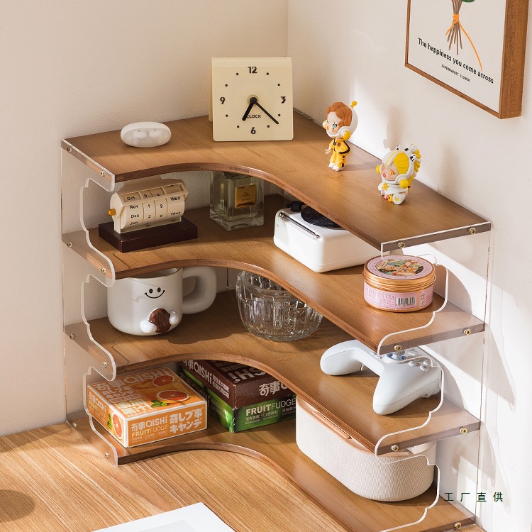 桌面置物架桌上转角书架工位收纳架学生书桌简易书柜宿舍储物架子