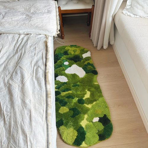 森林苔藓地毯卧室床边毯加厚长条房间主卧床前地垫小清新毛绒脚垫