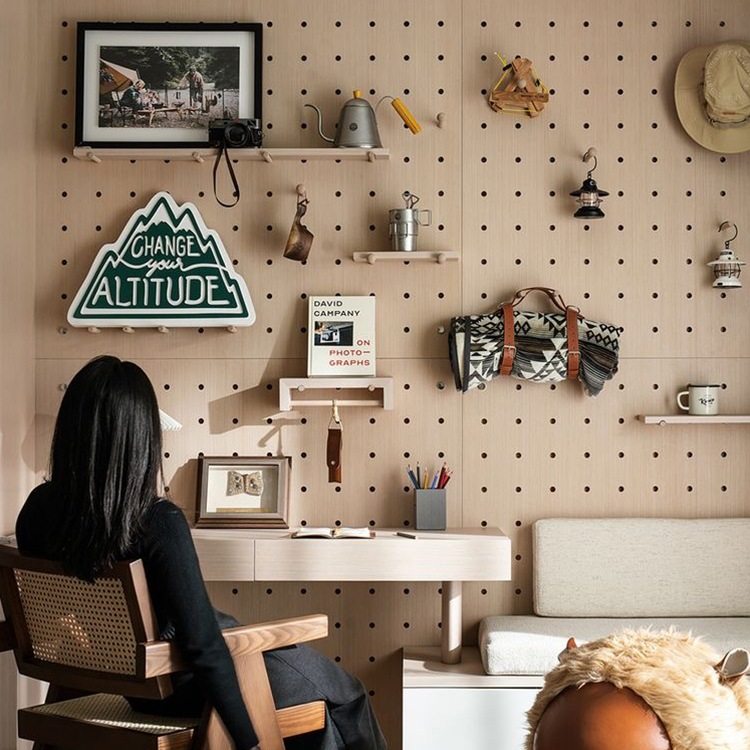 实木洞洞板北欧墙上装饰隔板置物架层板入户木质装饰玄关收纳架,收纳整理,收纳洞洞板,淘宝优惠券,粉丝福利购,淘宝优惠卷