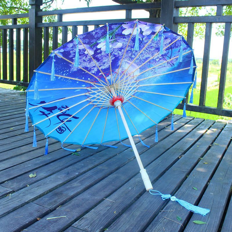 古风流苏绸布伞防雨古代汉服舞蹈装饰道具走秀演出跳舞油纸伞