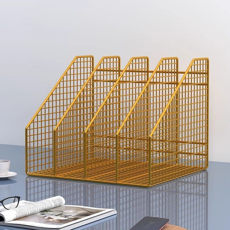 桌面书架文件置物架办公桌文件夹收纳盒书报金属多层A4纸架