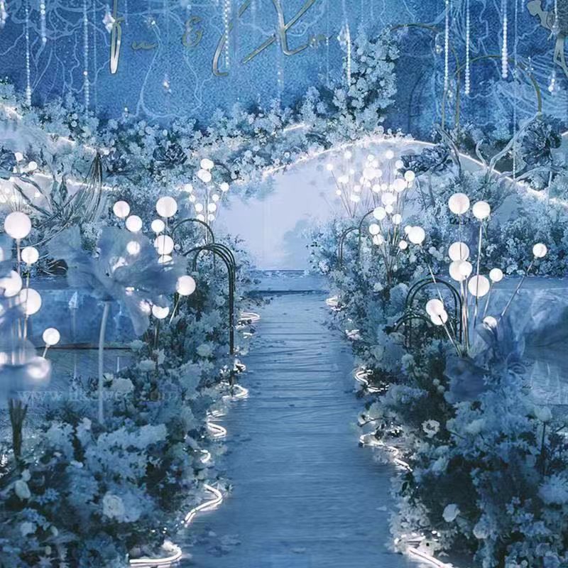 新款婚庆道具电镀铁艺幸福果树灯苹果树路引灯婚礼装饰圆球灯