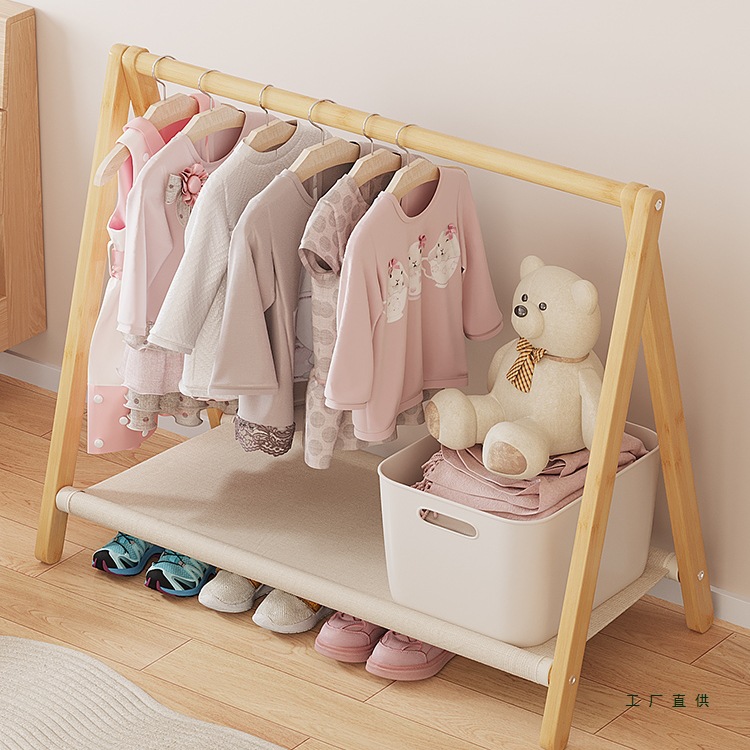 幼儿园简易儿童落地挂衣架宝宝矮款衣帽架卧室飘窗迷你小型晾衣架