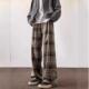 子男潮流cityboy直筒潮阔腿运动裤 Tim Peake复古格子休闲裤 H199