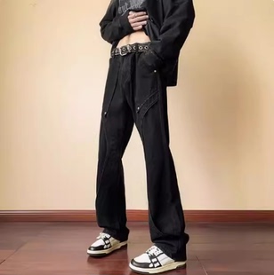 高街vibe高级感直筒宽松微喇休闲裤 Tim 美式 男款 K252 Peake牛仔裤