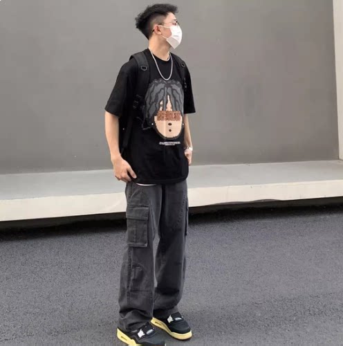 Tim Peake休闲裤男宽松直筒水洗美式复古高街潮牌vibe长裤S223