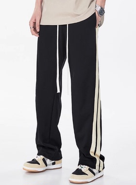 Tim Peake美潮编织带裤子男高街直筒宽松阔腿休闲裤情侣PD03-E18