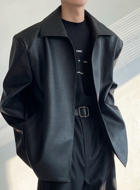 Timpeake黑色cleanfit垫肩皮衣外套男高级感痞帅美式高街短款W252