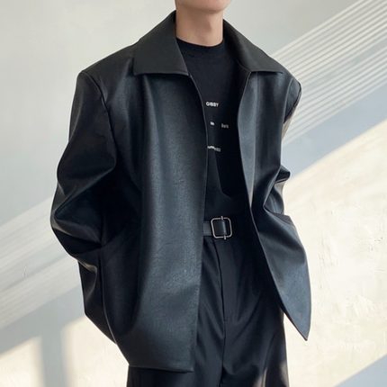 Timpeake黑色cleanfit垫肩皮衣外套男高级感痞帅美式高街短款W252