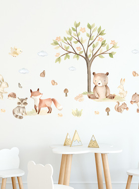 BR93786卡通春天活力小动物自粘墙贴客厅卧室背景墙家居装饰贴纸