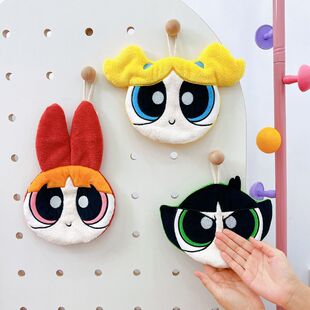 正版 吸水卡通可爱厨房浴室抹布 飞天小女警PPG大头擦手巾挂式