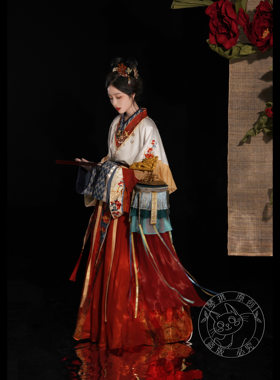 晋制石榴花神破裙直袖襦