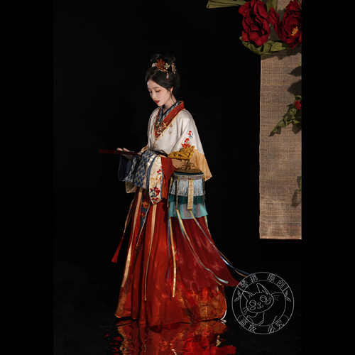 晋制石榴花神破裙直袖襦