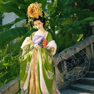 丝绒烫金簪花仕女图 冬款 琴挑五代 凤凰台·红绿