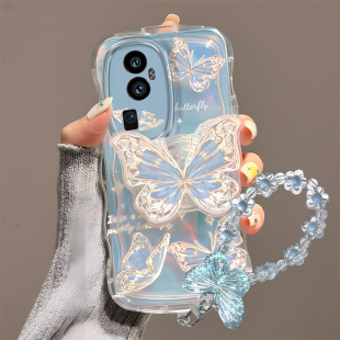 适用opporeno10手机壳新款 创意蝴蝶支架reno11Pro硅胶软壳防摔镭射reno9Pro全包曲屏reno8抖音潮牌reno6Pro