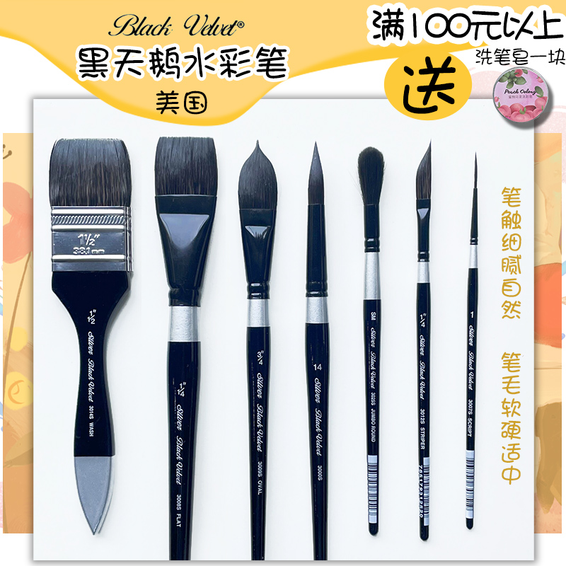 美国3000s6号8号长峰猫舌水彩笔