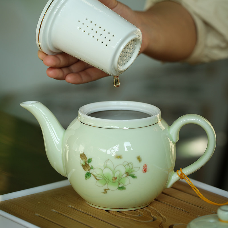 陶瓷过滤泡茶壶带网隔内胆大号用茶水分离冲泡茶器单壶杯子套装
