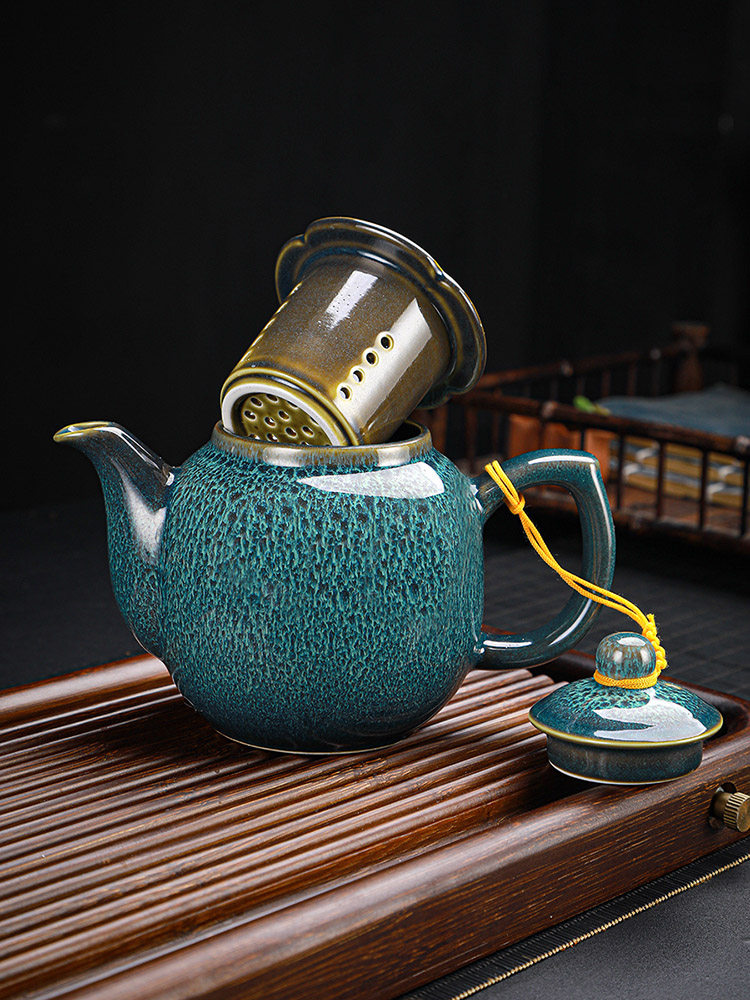 窑变茶壶陶瓷过滤单壶家用大号功夫茶具冲泡茶器覆古茶水杯子套装