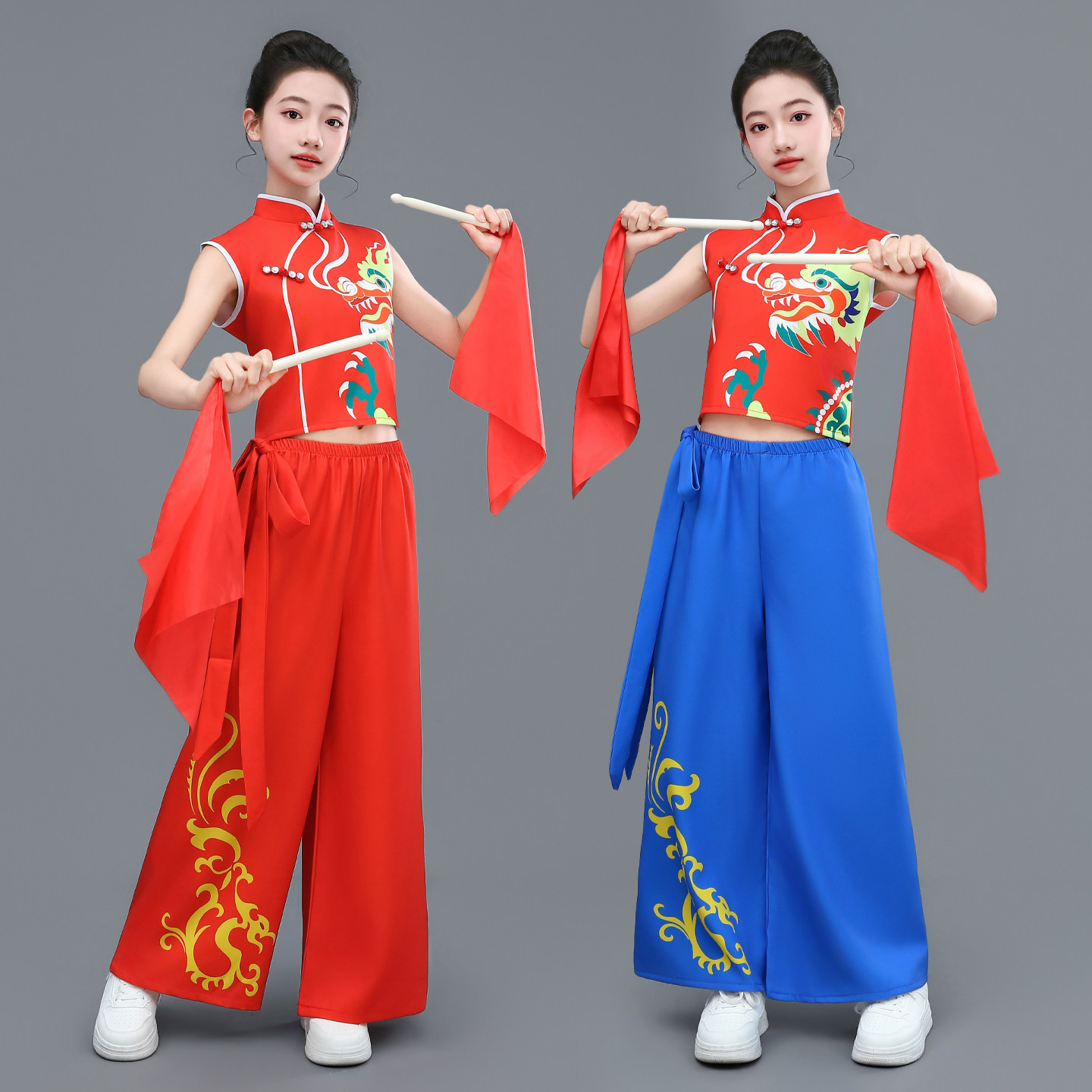 六一儿童秧歌表演服幼儿喜庆开门红盛世欢腾舞蹈腰鼓打鼓演出服装
