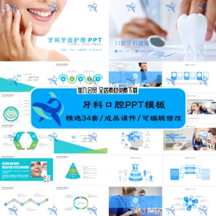 34套口腔健康牙科年终总结工作汇报述职学术报告年度会议PPT模板