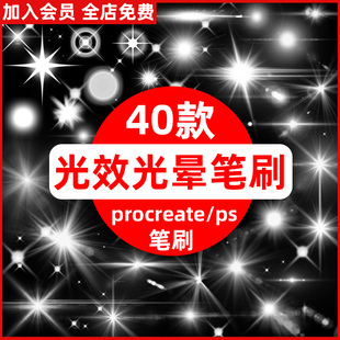 镜头闪光灯光星光光点光晕光效procreate笔刷ps笔刷平面设计素材