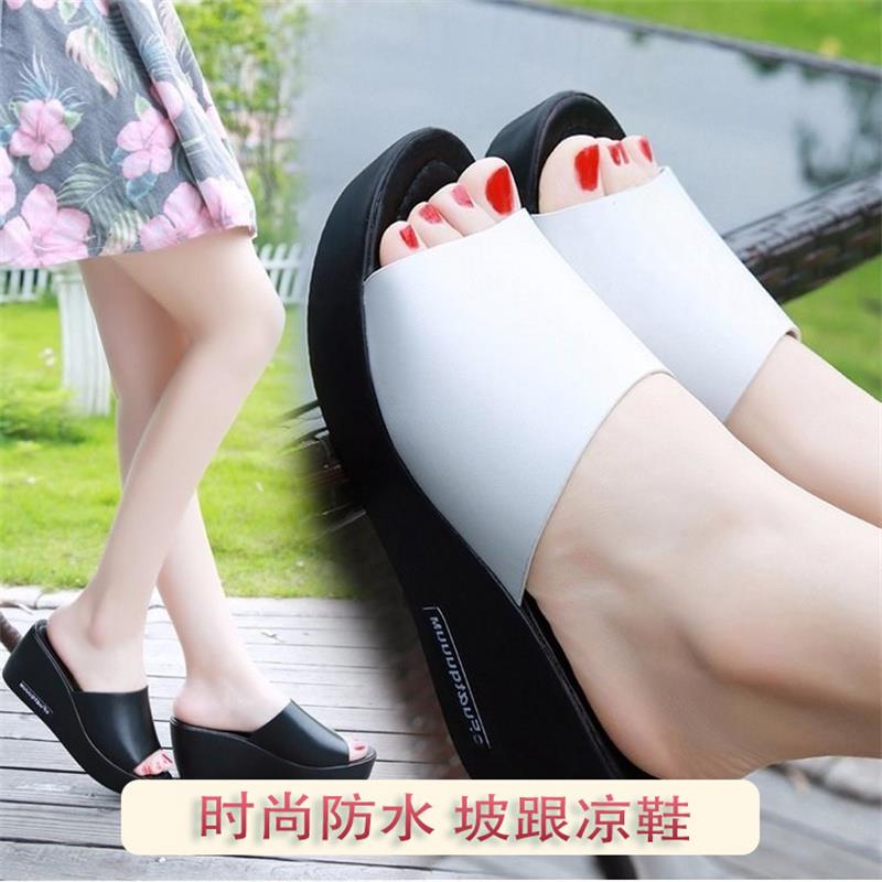 服装店试衣间试衣鞋坡跟鞋女2024新款夏天坡跟鞋大码恨天高不累脚